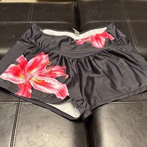 Floral Black Athletic Shorts